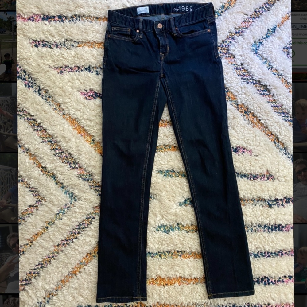 Gap 1969 Dark Wash Real Straight Jeans 26 Long